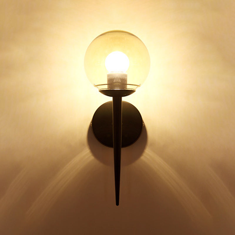 Industrial Style Ball Shape Wall Sconce Glass 1 Light Sconces for Hallway