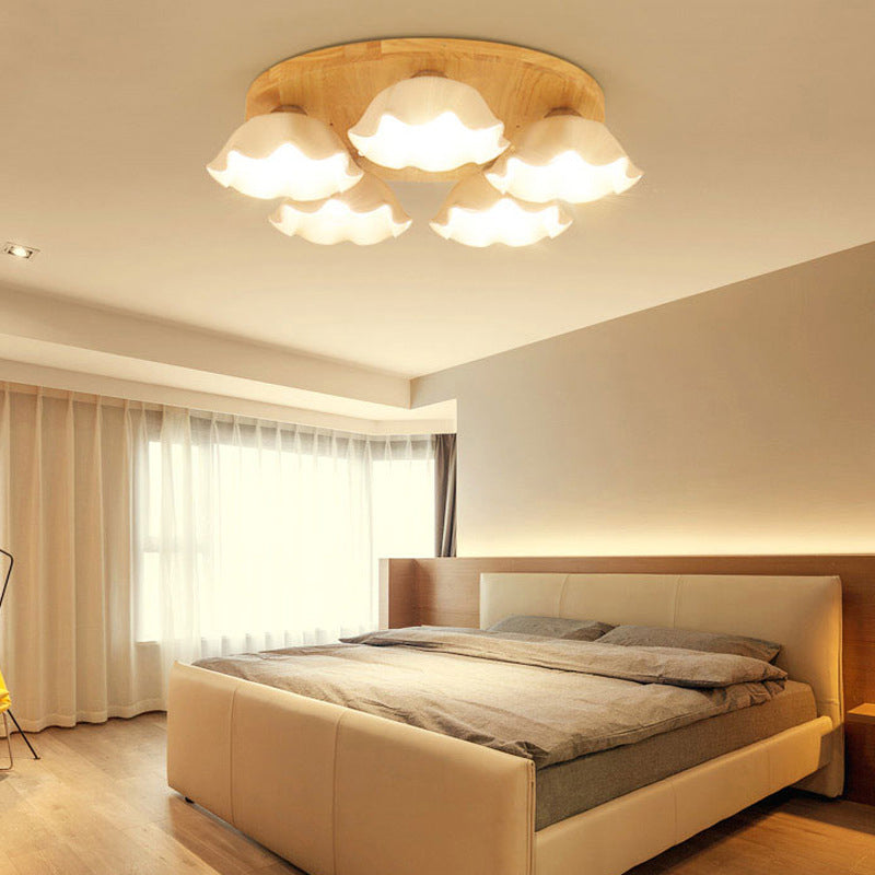 Ripples Shape Flush Light Modern Style Ceramic 3/5 Lights Flush Ceiling Light in White