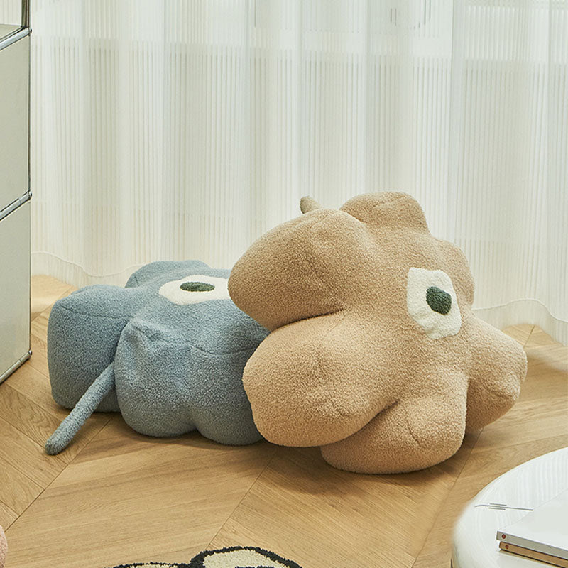 Contemporary Pouf Ottoman Velvet Upholstered Flower Shape Ottoman