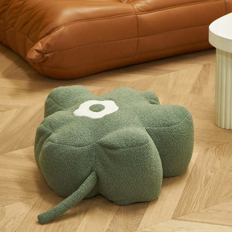 Contemporary Pouf Ottoman Velvet Upholstered Flower Shape Ottoman