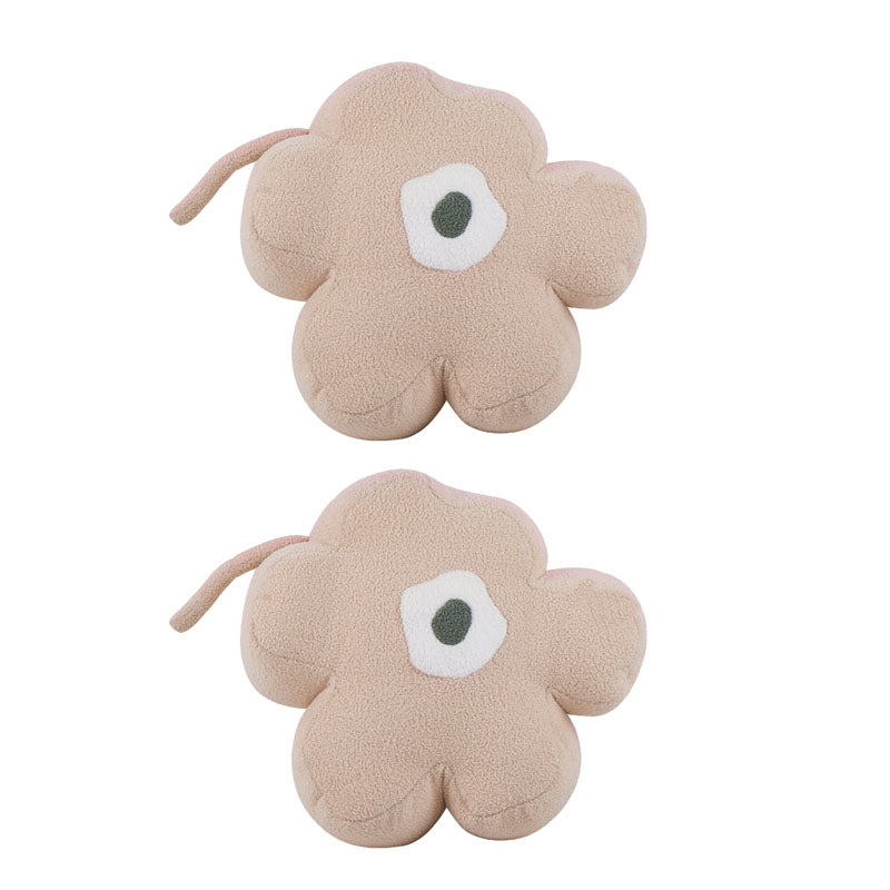 Contemporary Pouf Ottoman Velvet Upholstered Flower Shape Ottoman