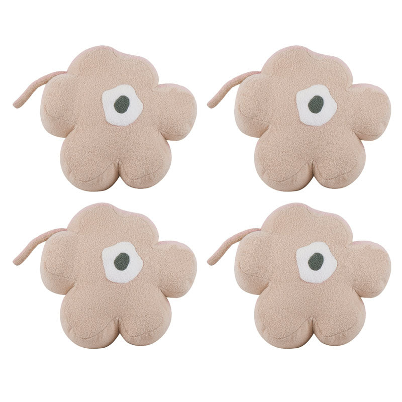 Contemporary Pouf Ottoman Velvet Upholstered Flower Shape Ottoman