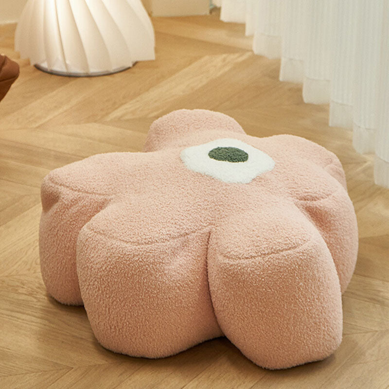 Contemporary Pouf Ottoman Velvet Upholstered Flower Shape Ottoman