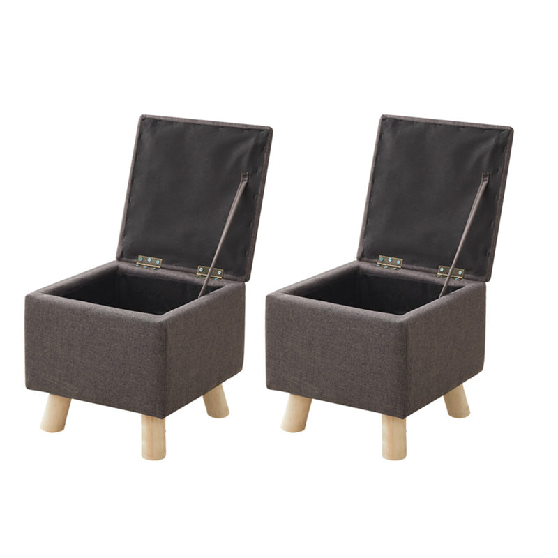 Modern Ottoman Solid Color Square Storage Cotton Linen Fade Resistant Ottoman