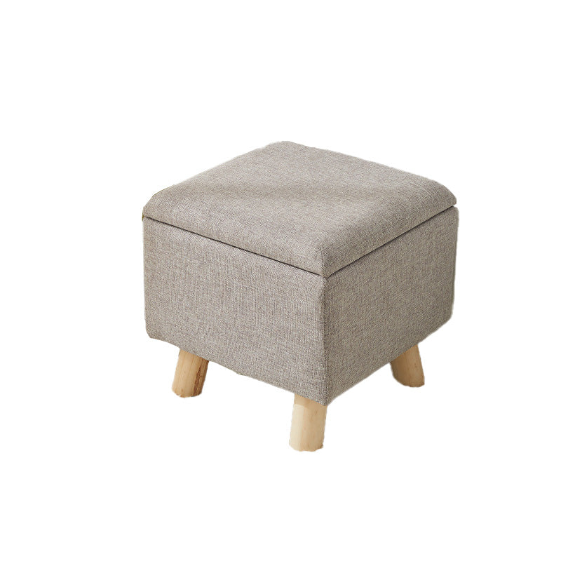 Modern Ottoman Solid Color Square Storage Cotton Linen Fade Resistant Ottoman