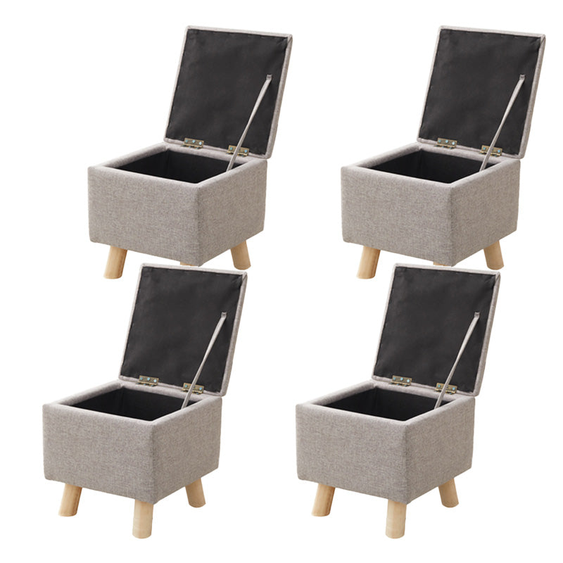 Modern Ottoman Solid Color Square Storage Cotton Linen Fade Resistant Ottoman
