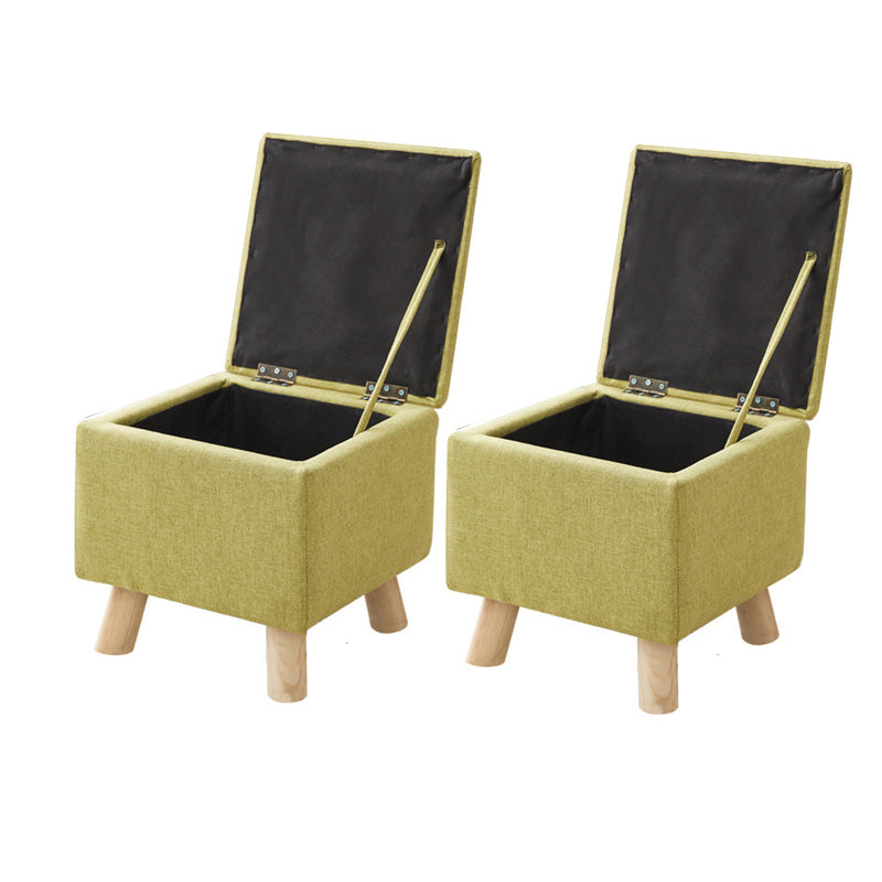 Modern Ottoman Solid Color Square Storage Cotton Linen Fade Resistant Ottoman