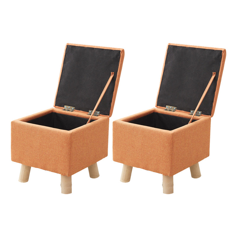 Modern Ottoman Solid Color Square Storage Cotton Linen Fade Resistant Ottoman