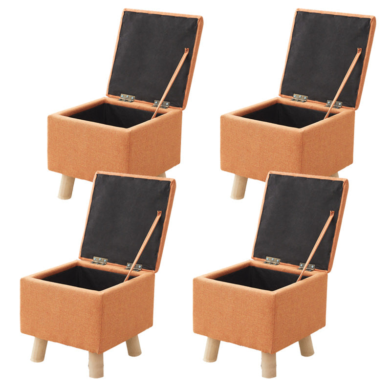 Modern Ottoman Solid Color Square Storage Cotton Linen Fade Resistant Ottoman