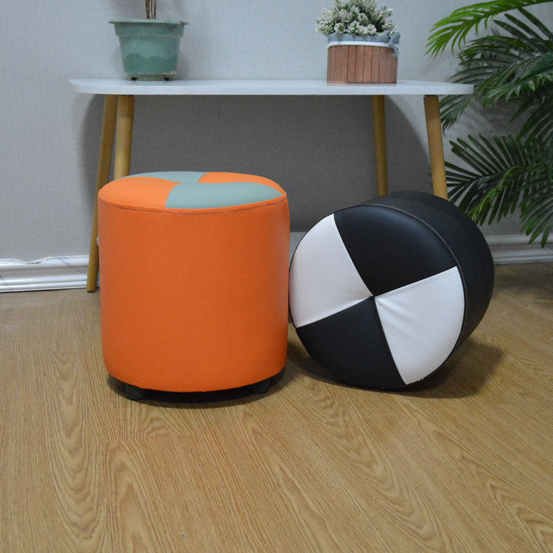 Modern Leather Pouf Stain Resistant Color Pouf for Drawing Room
