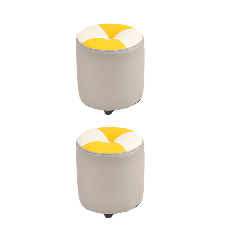 Modern Leather Pouf Stain Resistant Color Pouf for Drawing Room