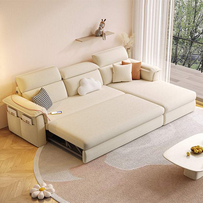 Scandinavian Fabric Sofa Bed Cushion Back Flared Arms with Storage Sleeper Sofa