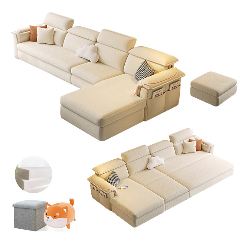 Scandinavian Fabric Sofa Bed Cushion Back Flared Arms with Storage Sleeper Sofa