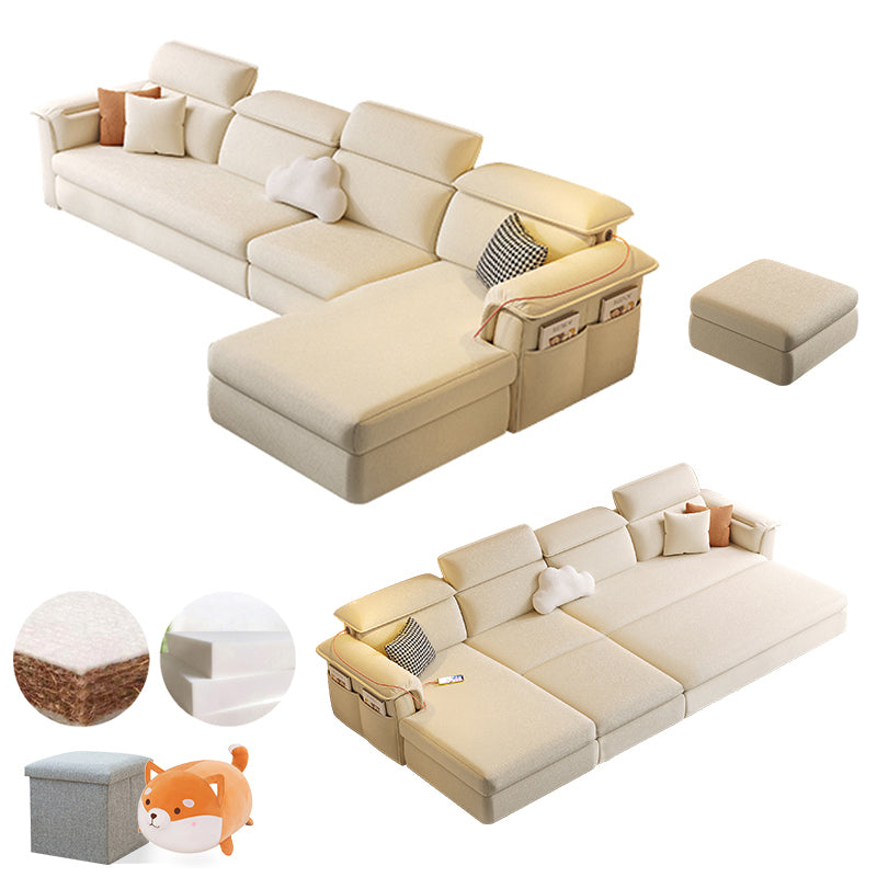 Scandinavian Fabric Sofa Bed Cushion Back Flared Arms with Storage Sleeper Sofa