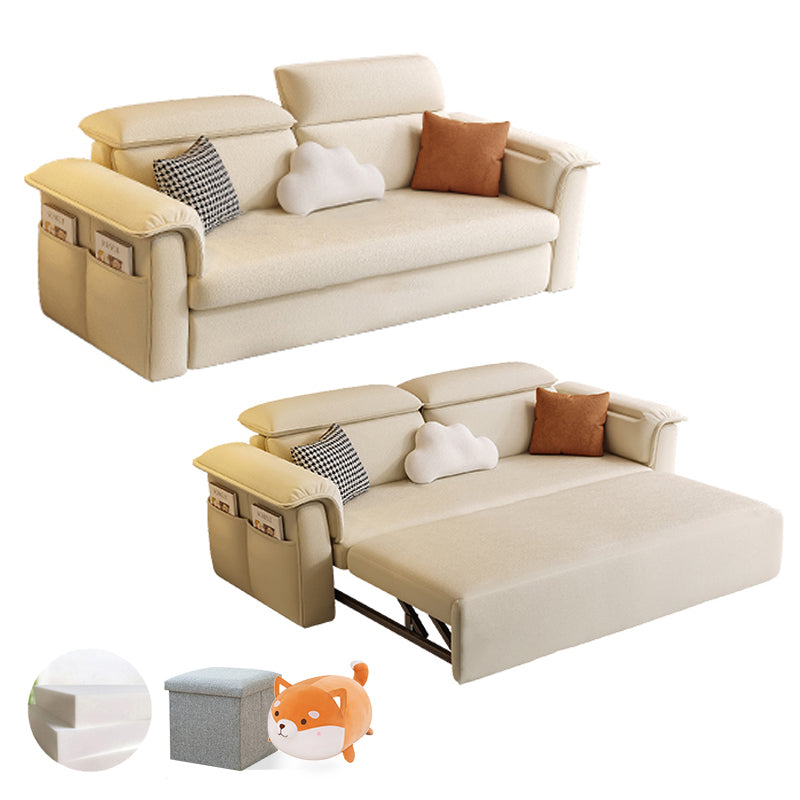 Scandinavian Fabric Sofa Bed Cushion Back Flared Arms with Storage Sleeper Sofa