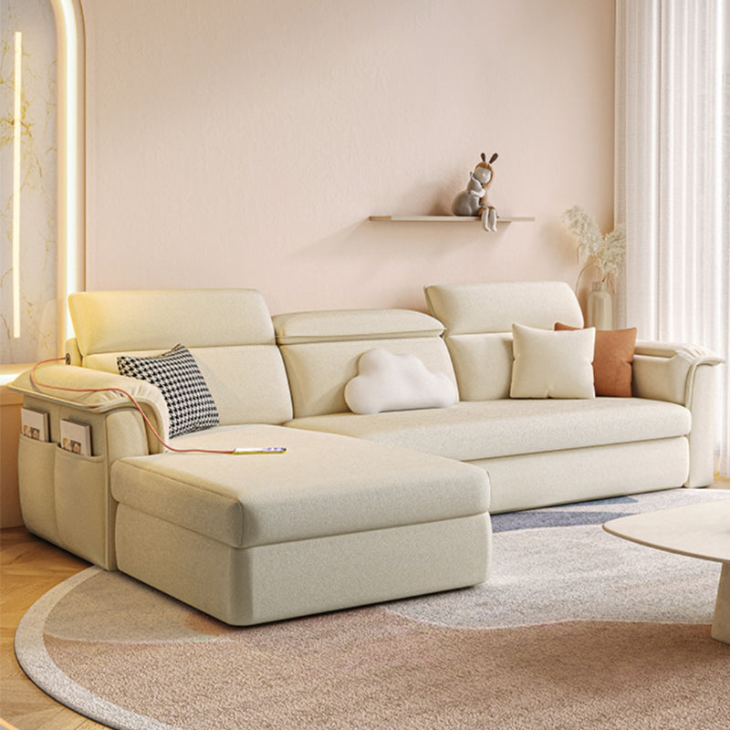 Scandinavian Fabric Sofa Bed Cushion Back Flared Arms with Storage Sleeper Sofa