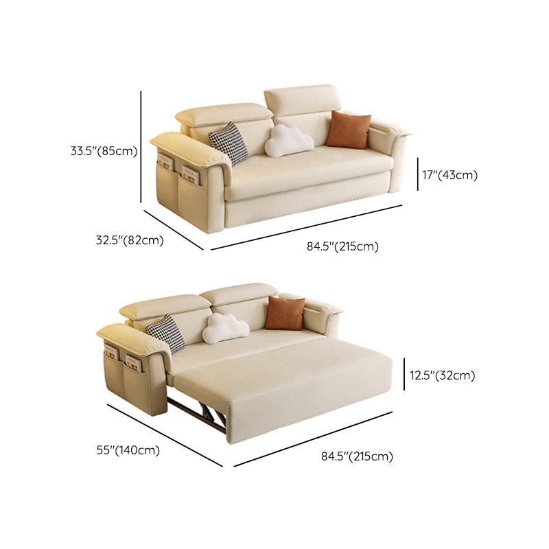 Scandinavian Fabric Sofa Bed Cushion Back Flared Arms with Storage Sleeper Sofa