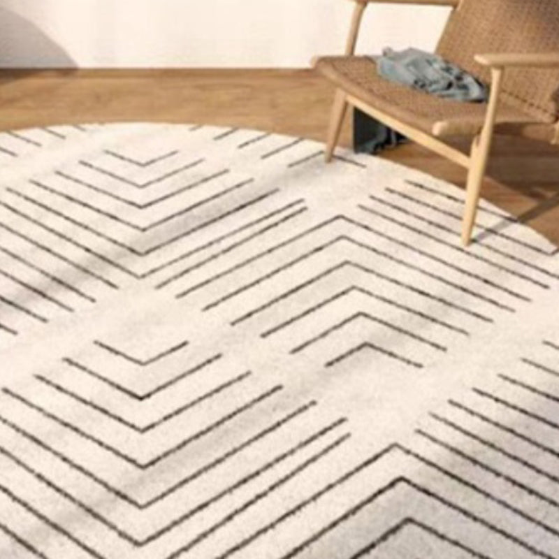 White Casual Rug Polyester Flower Rug Washable Rug for Living Room