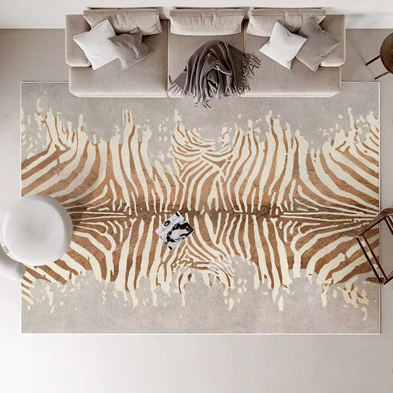 Brown Animal Print Rug Polyester Simple Rug Stain Resistant Rug for Home Decor