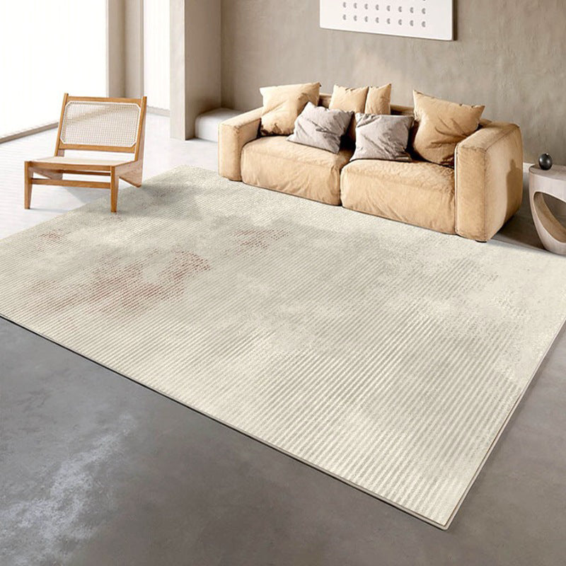 Casual Beige Rug Polyester Line Indoor Rug Stain Resistant Rug for Home Decor
