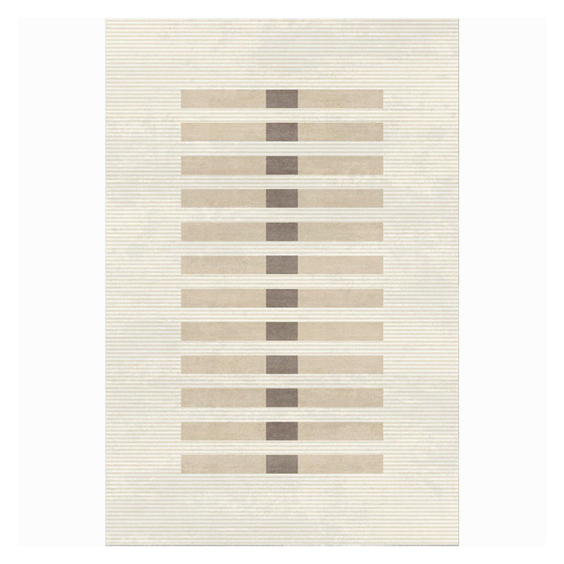 Casual Beige Rug Polyester Line Indoor Rug Stain Resistant Rug for Home Decor