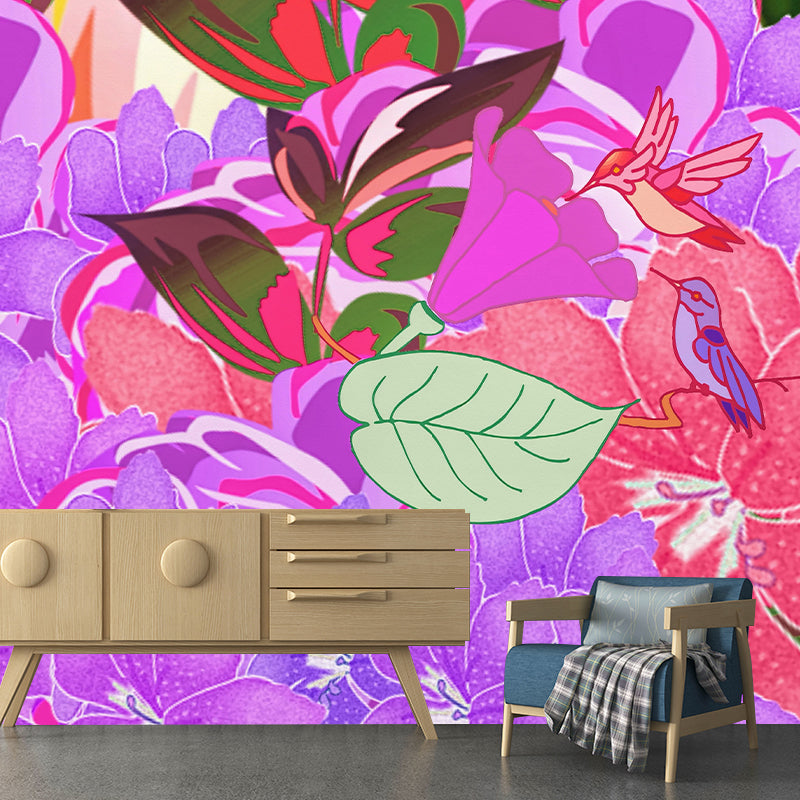 Illustration Stain Resistant Mural Wallpaper Plant Pattern Living Room Wall Mural