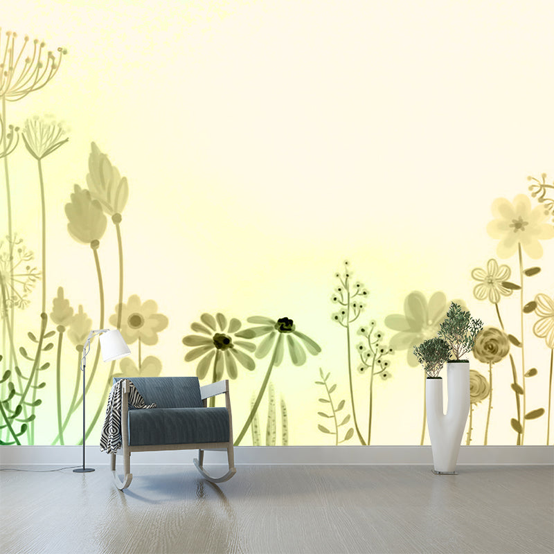 Washable Mural Wallpaper Plants Illustration Indoor Wall Mural