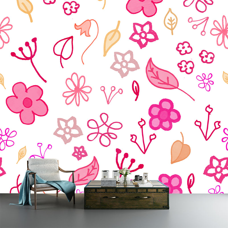 Washable Mural Wallpaper Plants Illustration Indoor Wall Mural