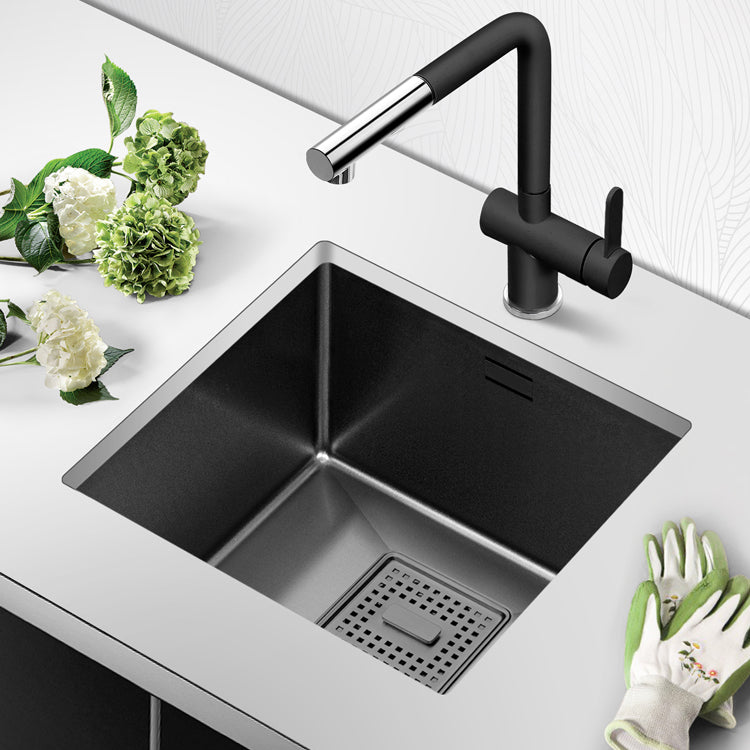 Contemporary Style Kitchen Sink Stainless Steel Overflow Hole Design Kitchen Sink