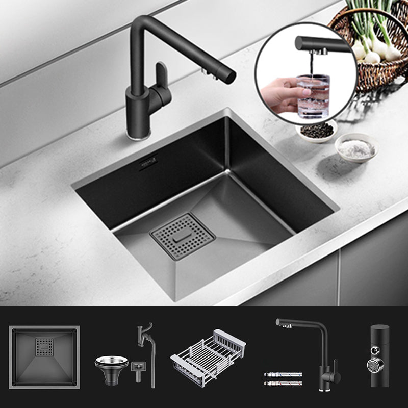 Contemporary Style Kitchen Sink Stainless Steel Overflow Hole Design Kitchen Sink