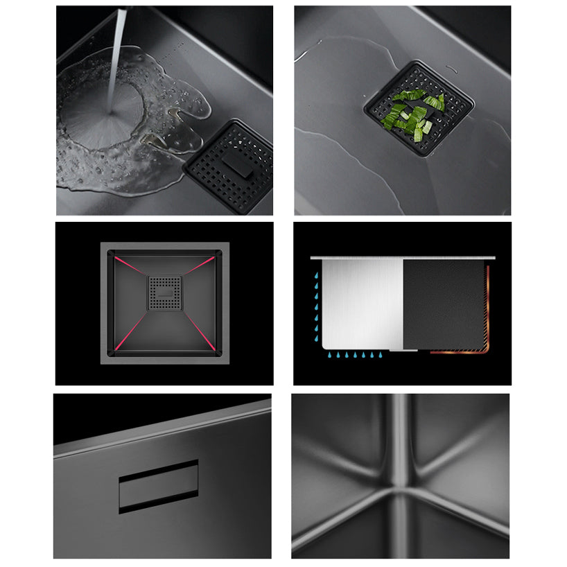 Contemporary Style Kitchen Sink Stainless Steel Overflow Hole Design Kitchen Sink