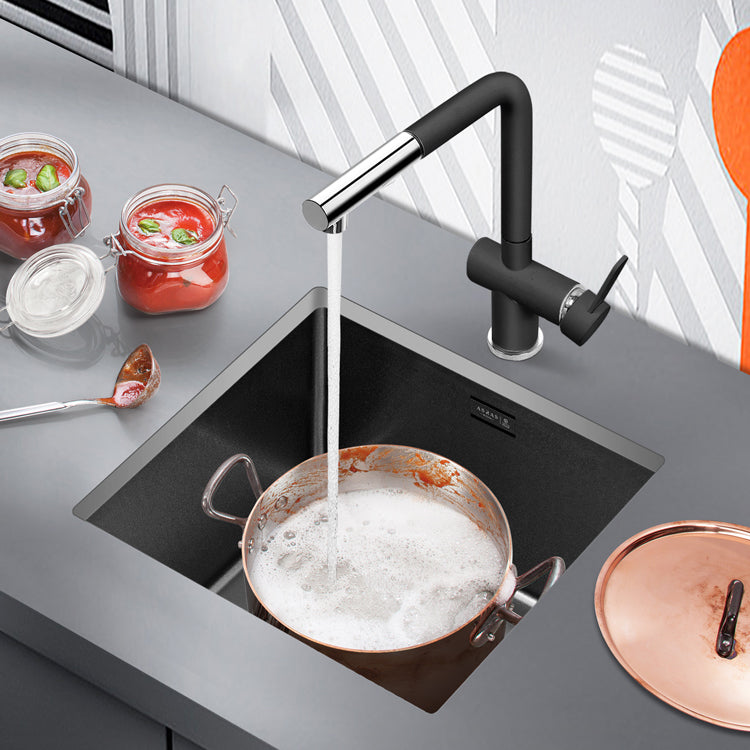 Contemporary Style Kitchen Sink Stainless Steel Overflow Hole Design Kitchen Sink