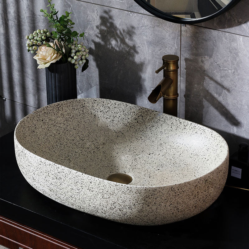 Modern Vessel Bathroom Sink Porcelain Vessel Lavatory Sink with Faucet