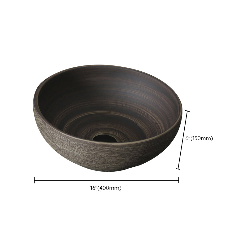 Traditional Bathroom Sink Porcelain Oval-Shape Vessel Lavatory Sink with Pop-Up Drain