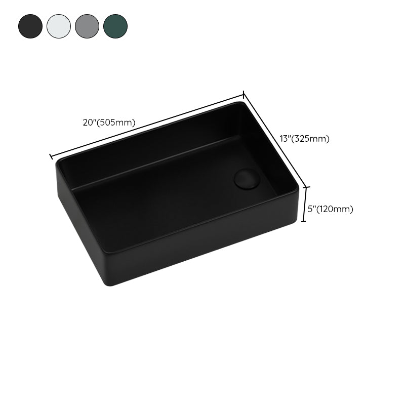 Contemporary Bathroom Sink Rectangular Porcelain Vessel Sink with Pop-Up Drain