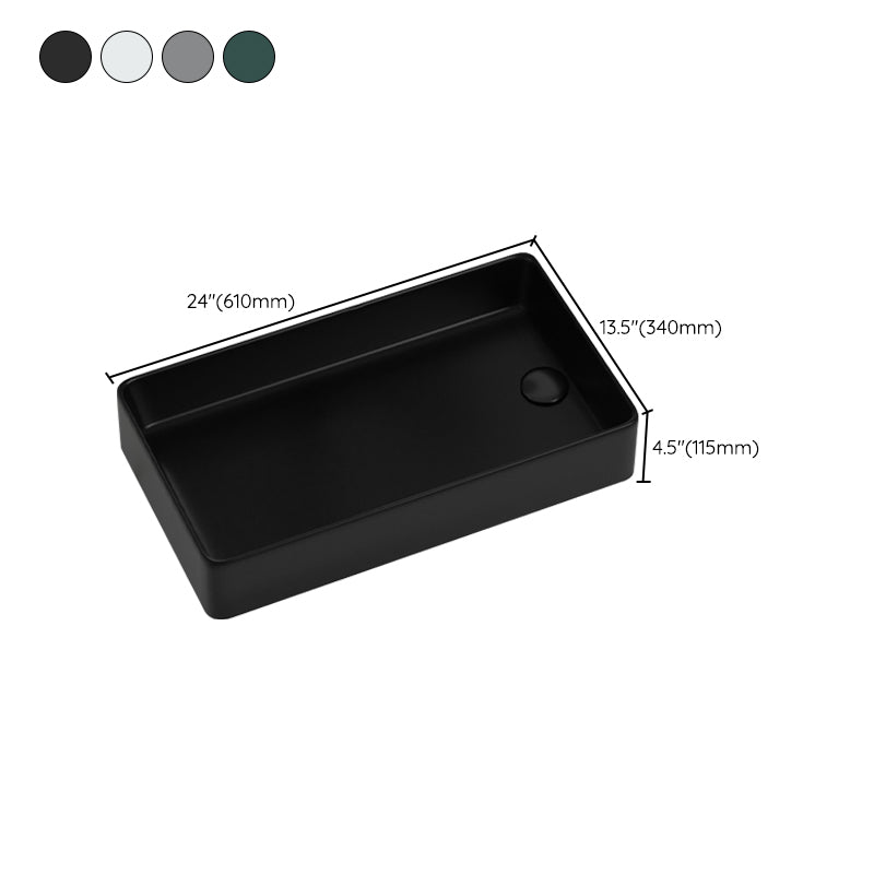 Contemporary Bathroom Sink Rectangular Porcelain Vessel Sink with Pop-Up Drain