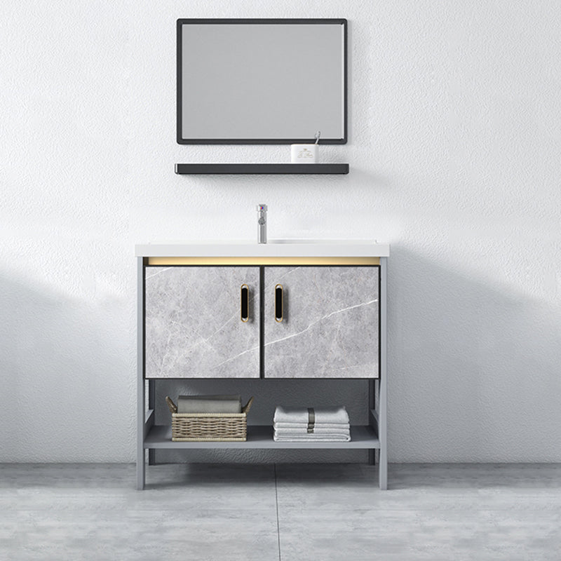 Modern Aluminium Faucet Included Bathroom Sink Vanity with Soft Close Door