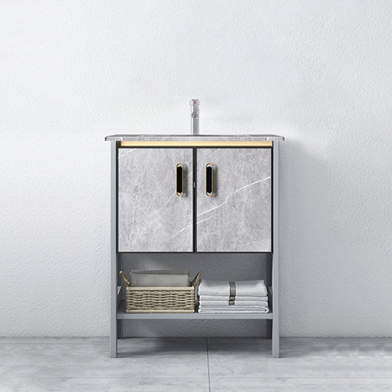 Modern Aluminium Faucet Included Bathroom Sink Vanity with Soft Close Door