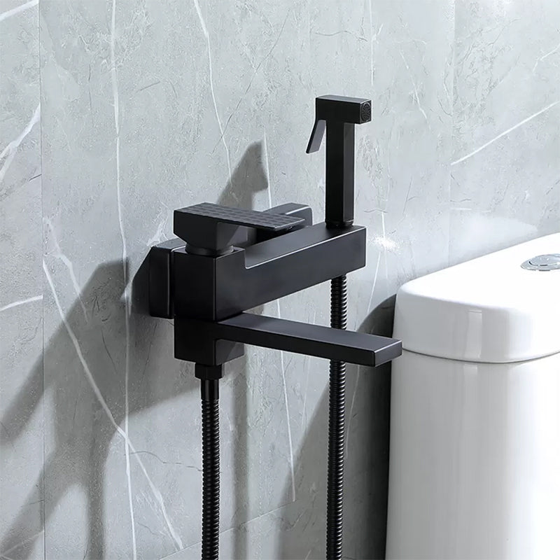 Contemporary Wall Mounted Metal Tub Filler Low Arc Lever Tub Faucet Trim