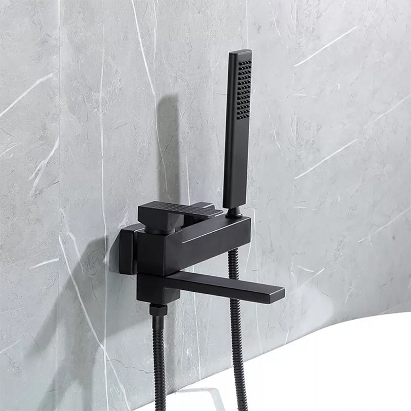 Contemporary Wall Mounted Metal Tub Filler Low Arc Lever Tub Faucet Trim