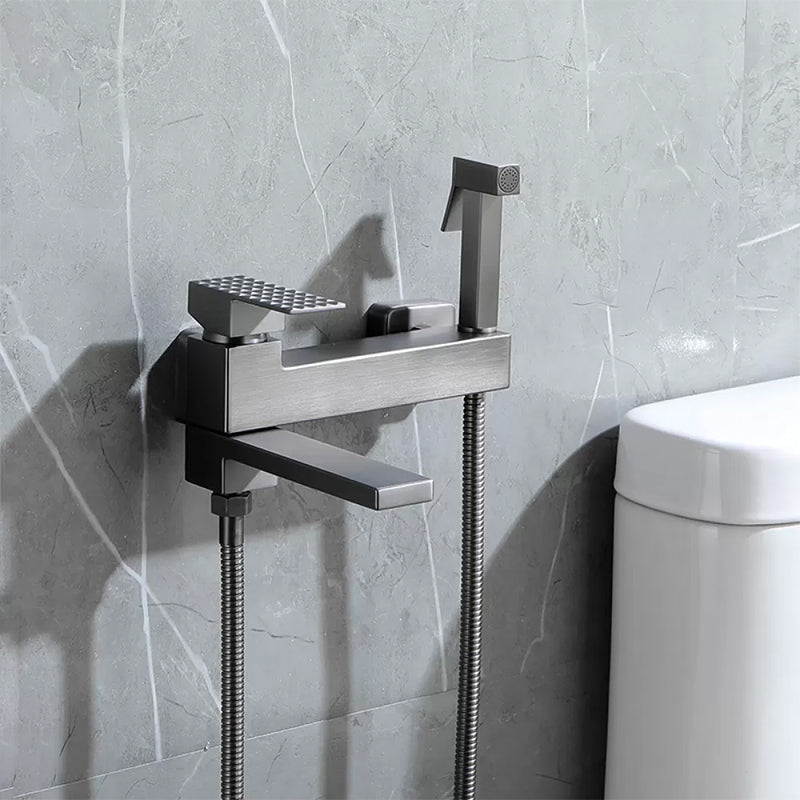 Contemporary Wall Mounted Metal Tub Filler Low Arc Lever Tub Faucet Trim