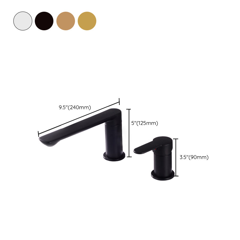 Deck Mounted Copper Freestanding Tub Filler Low Arc Roman Tub Faucet Set