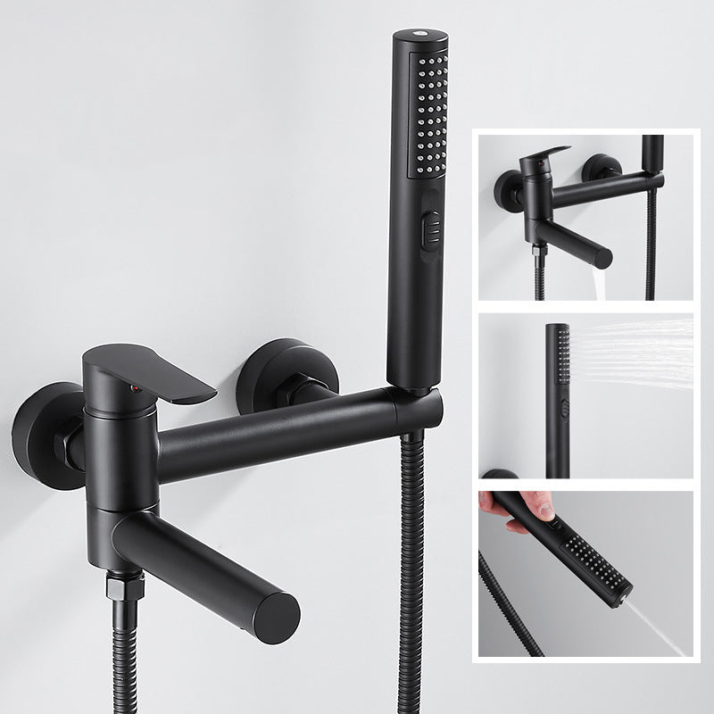 Wall Mounted Metal Tub Filler Single Handle Swivel Tub Faucet Trim