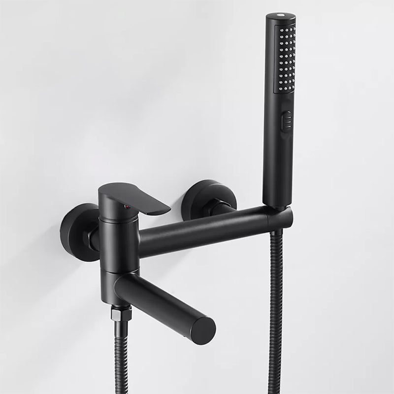 Wall Mounted Metal Tub Filler Single Handle Swivel Tub Faucet Trim