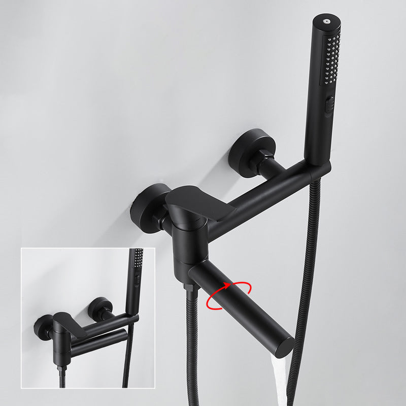 Wall Mounted Metal Tub Filler Single Handle Swivel Tub Faucet Trim