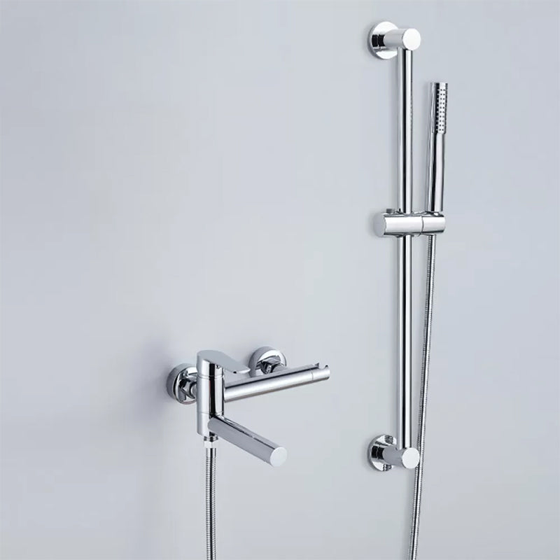 Wall Mounted Metal Tub Filler Single Handle Swivel Tub Faucet Trim