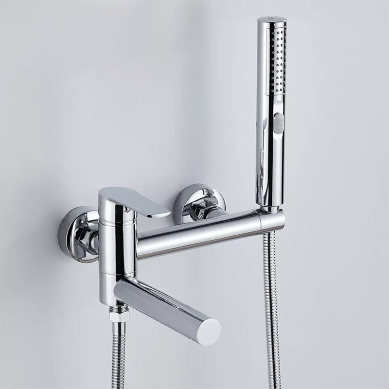 Wall Mounted Metal Tub Filler Single Handle Swivel Tub Faucet Trim