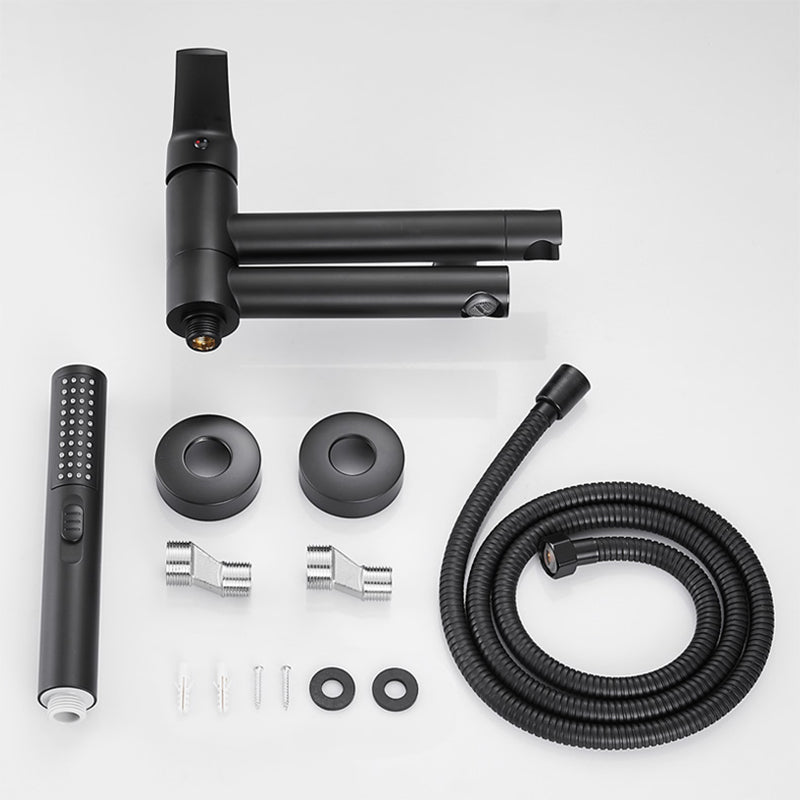 Wall Mounted Metal Tub Filler Single Handle Swivel Tub Faucet Trim