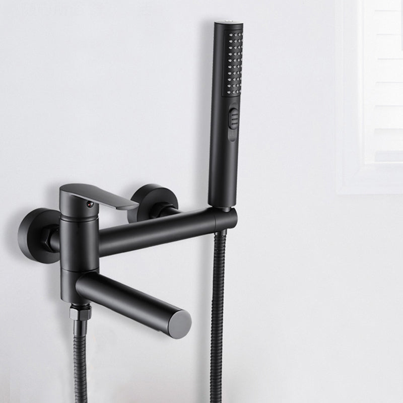 Wall Mounted Metal Tub Filler Single Handle Swivel Tub Faucet Trim