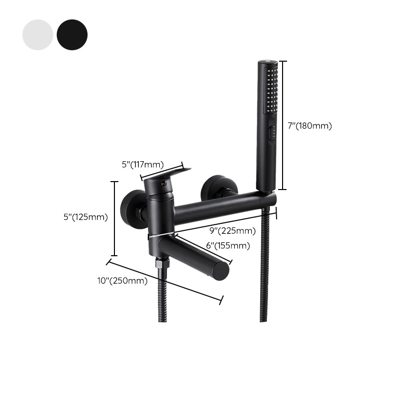 Wall Mounted Metal Tub Filler Single Handle Swivel Tub Faucet Trim